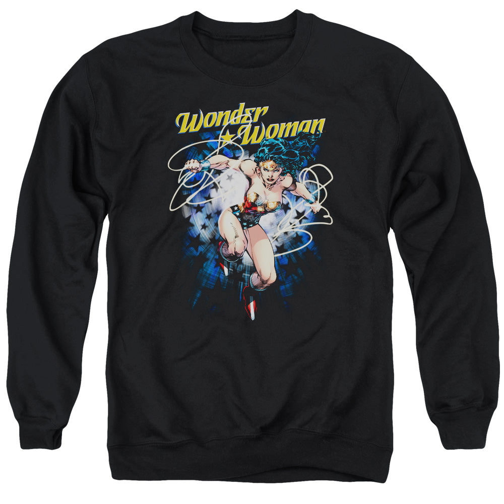 Justice League Starburst Mens Crewneck Sweatshirt Black Officially Licensed