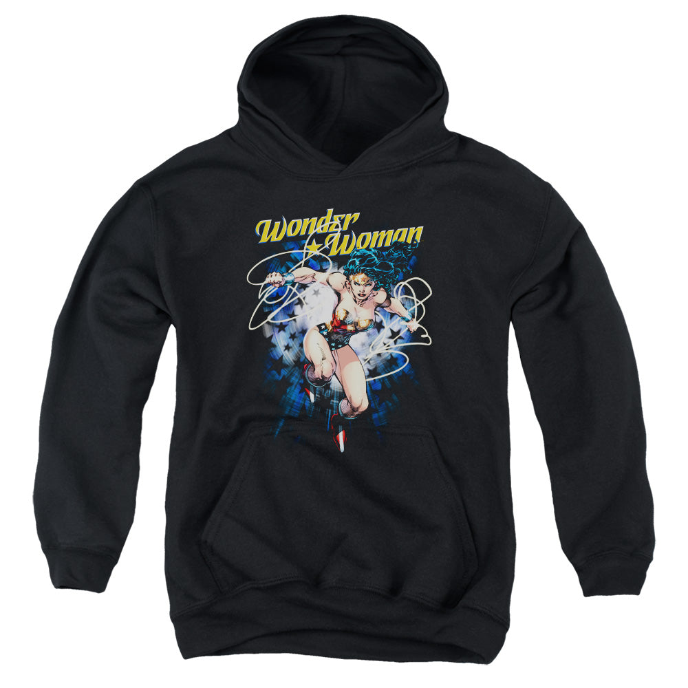 Justice League Starburst Kids Youth Hoodie Black Officially Licensed