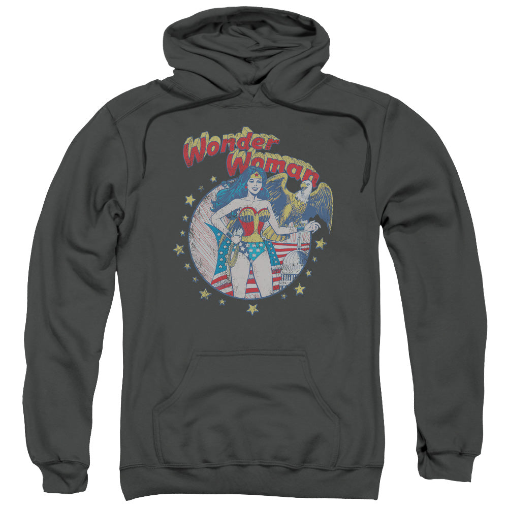 Justice League at Your Service Mens Hoodie Charcoal Officially Licensed