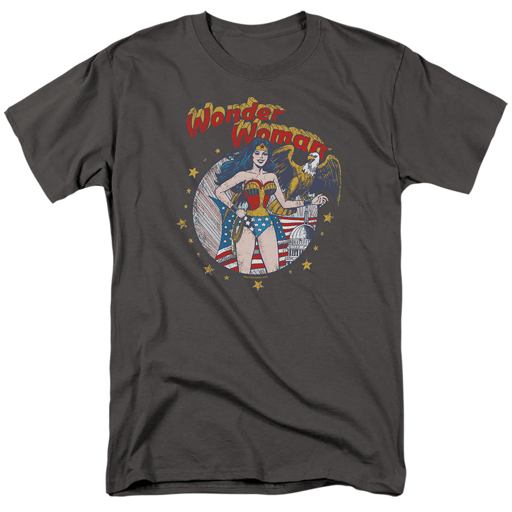 Justice League Of America At Your Service Mens T Shirt Charcoal Officially Licensed