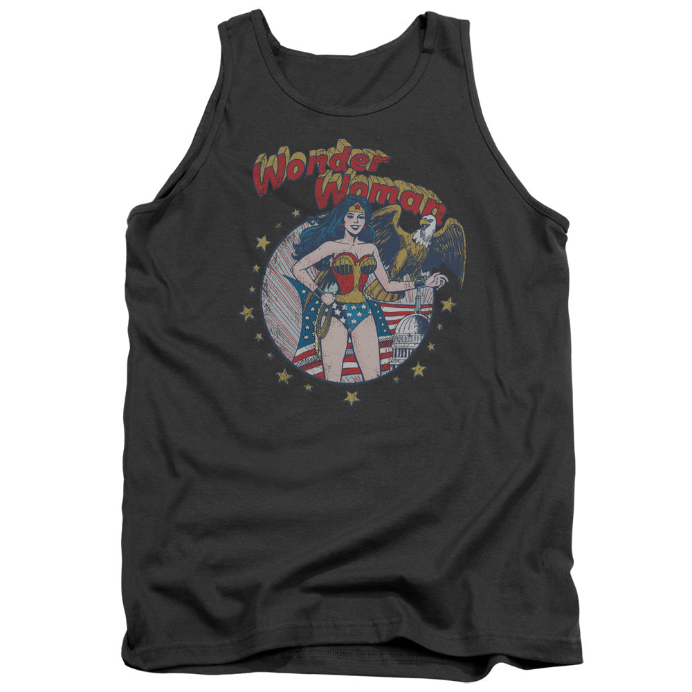 Justice League at Your Service Mens Tank Top Shirt Charcoal Officially Licensed