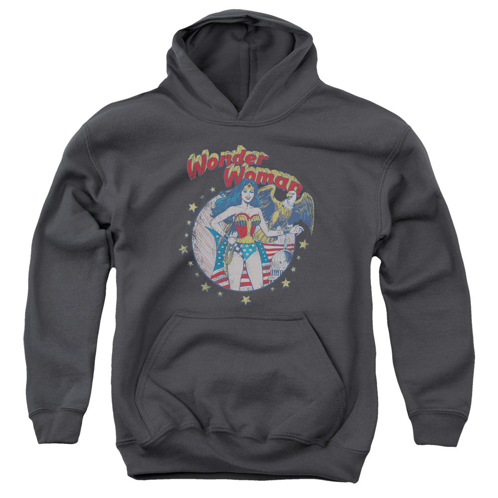 Justice League at Your Service Kids Youth Hoodie Charcoal Officially Licensed