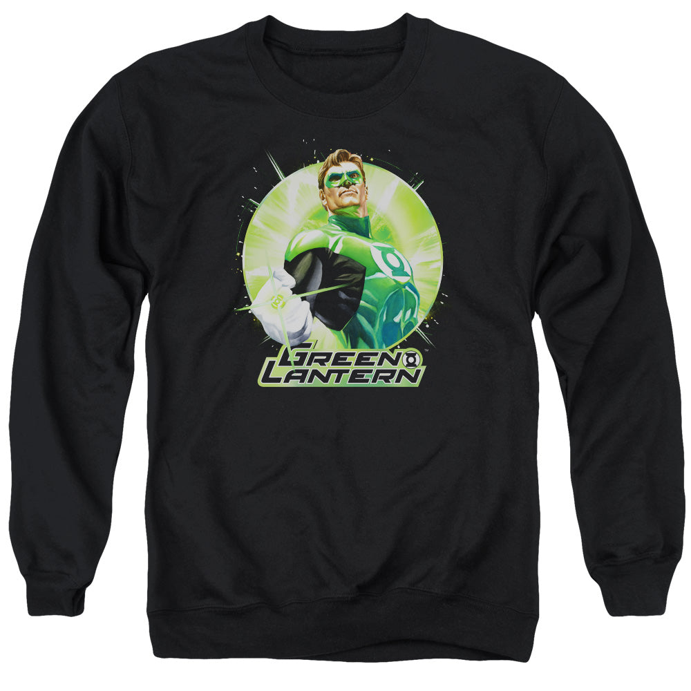 Justice League Of America Green Static Mens Crewneck Sweatshirt Black Officially Licensed