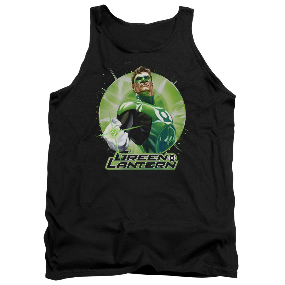 Justice League Assemble Green Static Mens Tank Top Shirt Black Officially Licensed