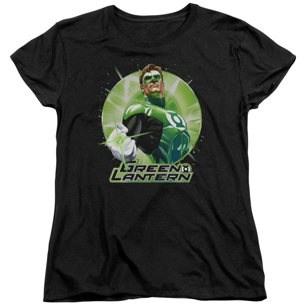 Justice League Green Static Womens T Shirt Black Officially Licensed