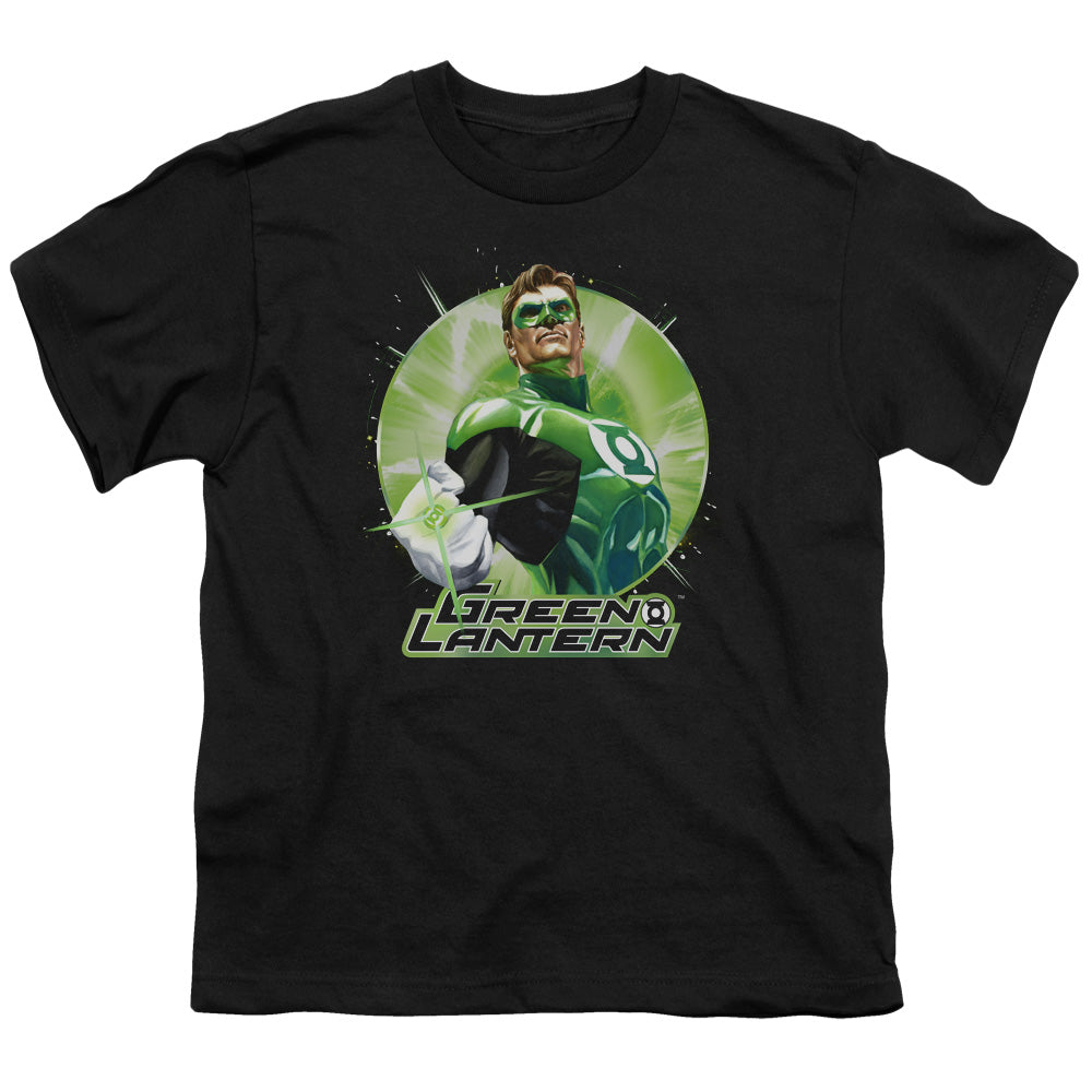 Justice League Green Static Kids Youth T Shirt Black Officially Licensed