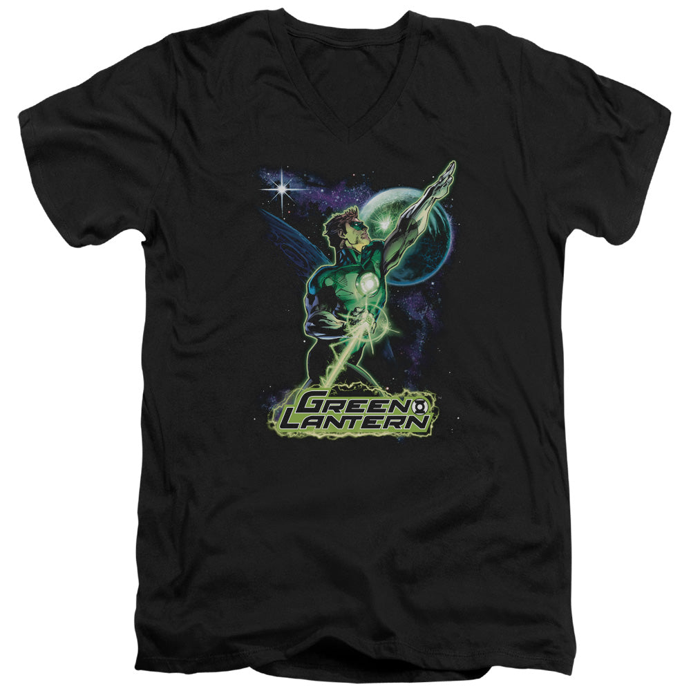 Justice League Hal Galaxy Mens Slim Fit V-Neck T Shirt Black Officially Licensed