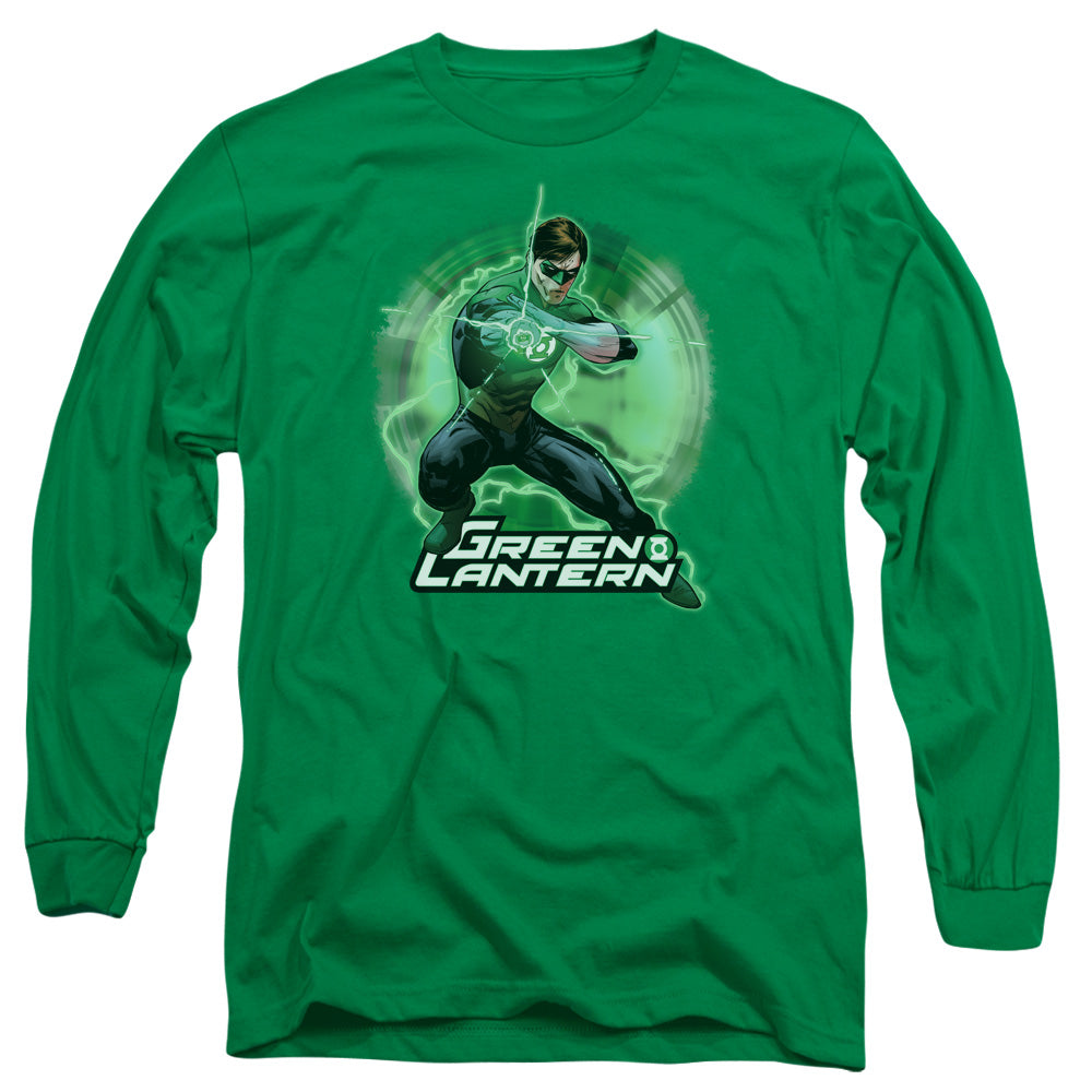 Justice League Spin Mens Long Sleeve Shirt Kelly Green Officially Licensed