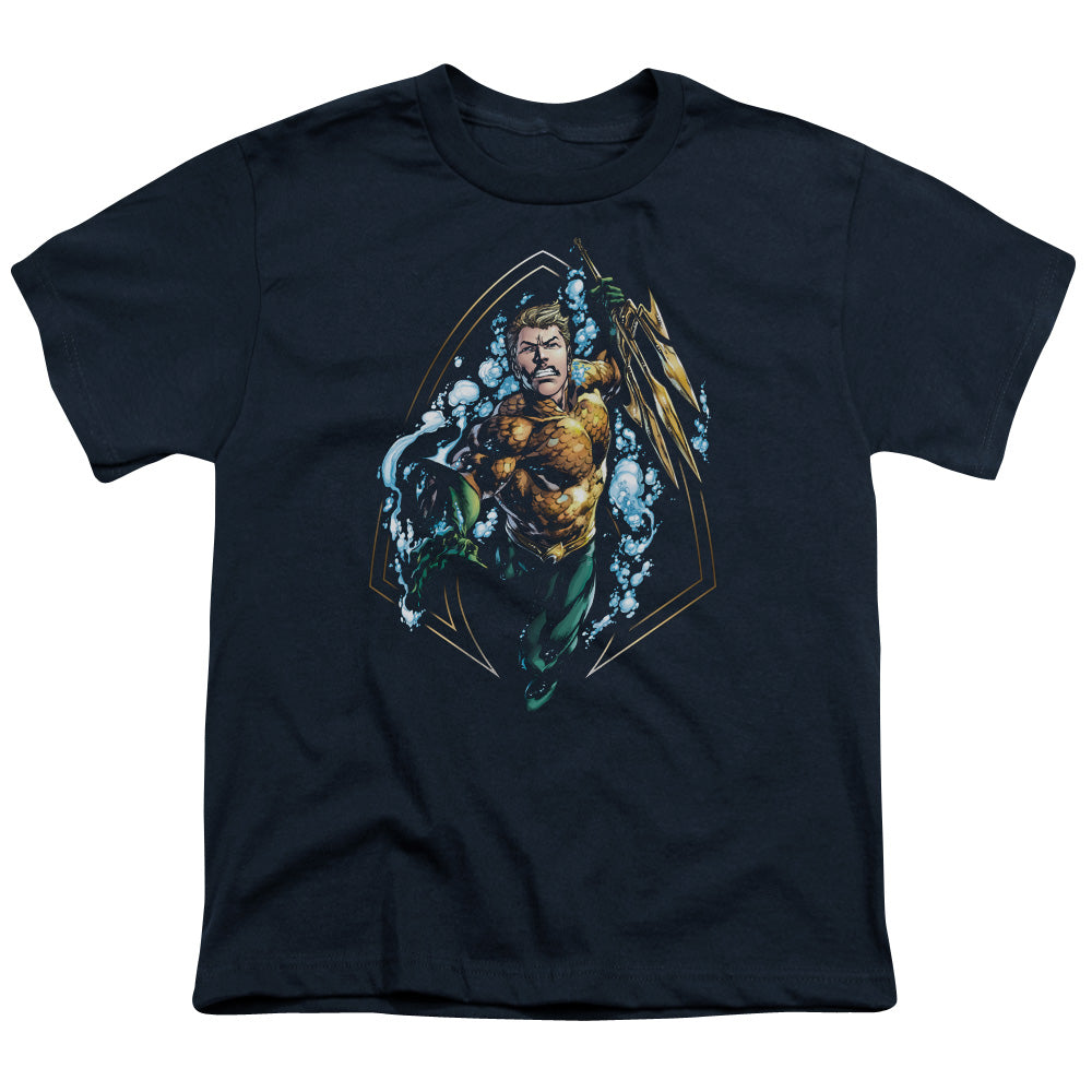 Justice League Thrashing Kids Youth T Shirt Navy Blue Blue Officially Licensed