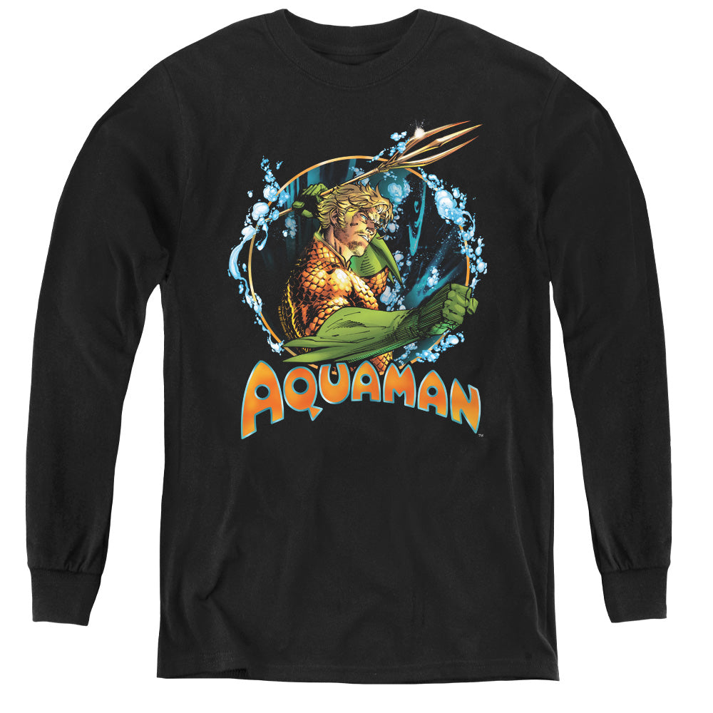 Justice League Ruler of the Seas Long Sleeve Kids Youth T Shirt Black Officially Licensed