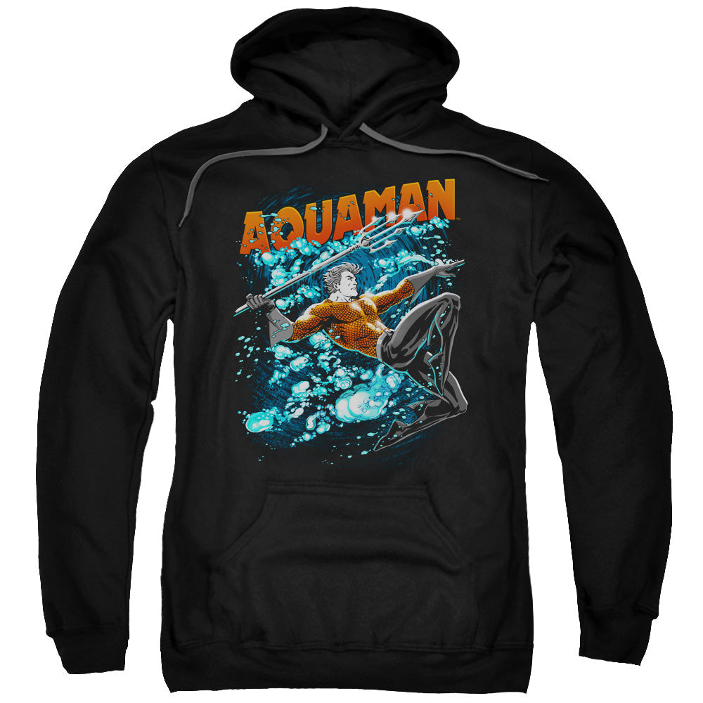 Justice League Aqua Bubbles Mens Hoodie Black Officially Licensed