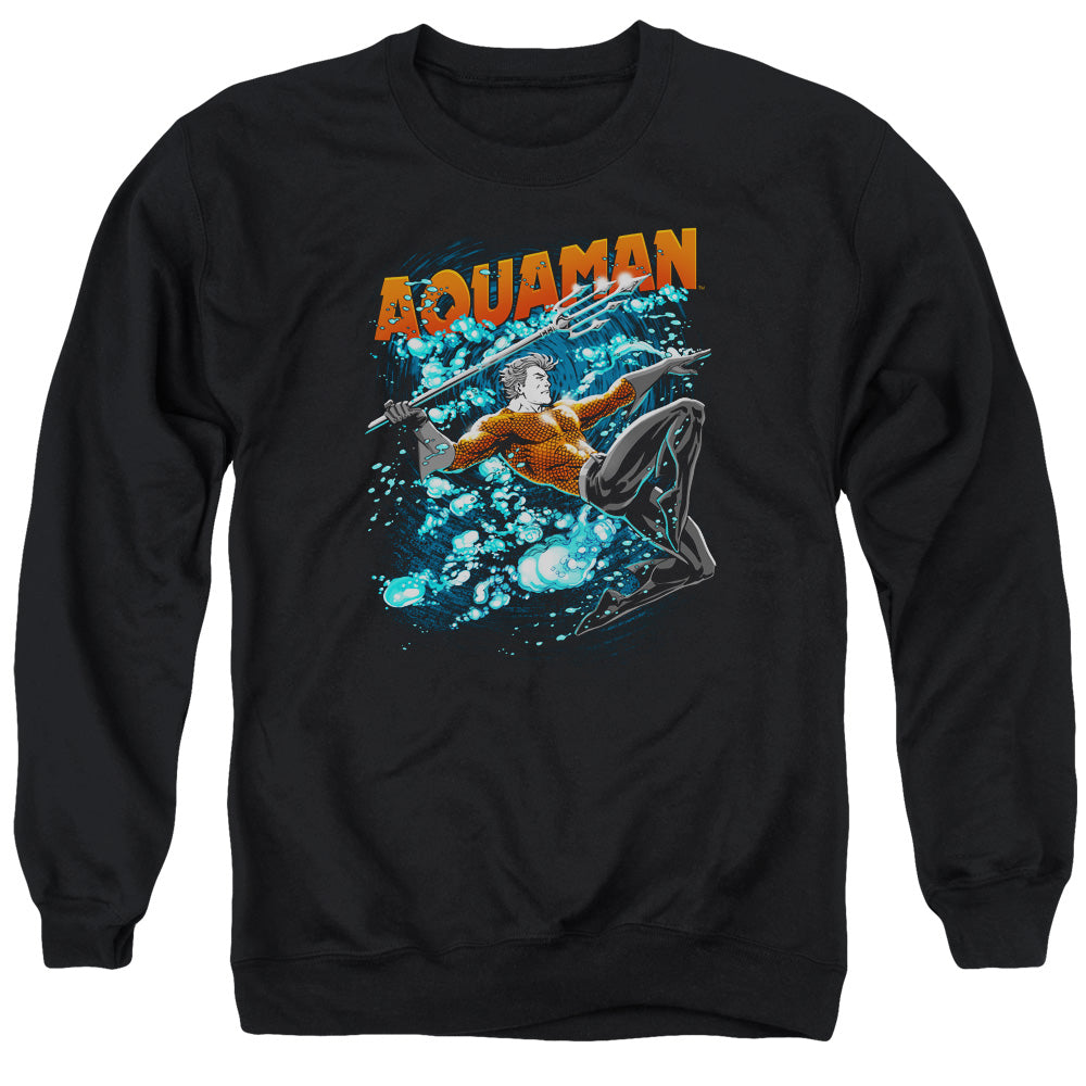 Justice League Aqua Bubbles Mens Crewneck Sweatshirt Black Officially Licensed