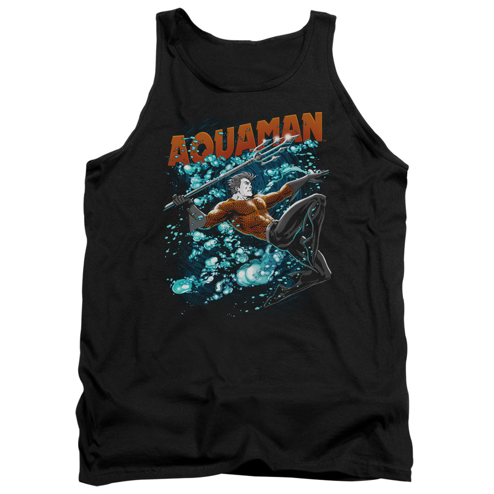 Justice League Aqua Bubbles Mens Tank Top Shirt Black Officially Licensed