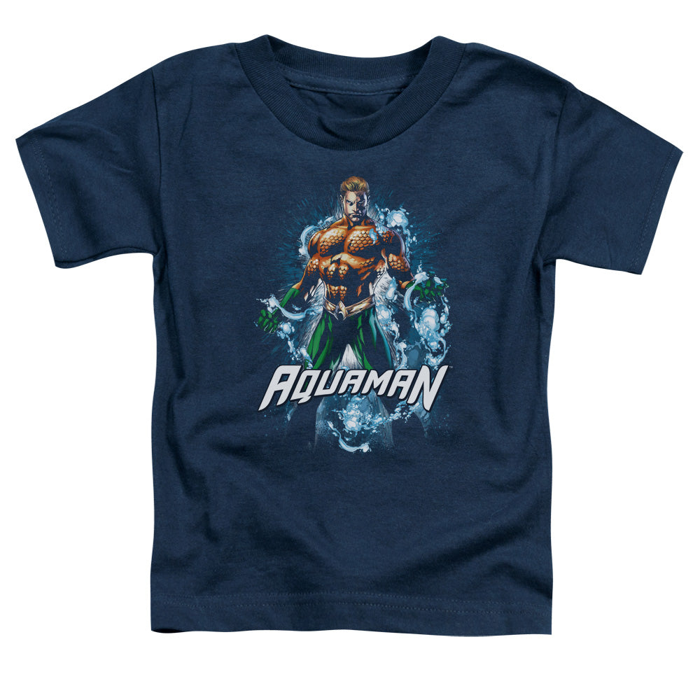 Justice League Water Powers Toddler Kids Youth T Shirt Navy Blue Blue Officially Licensed