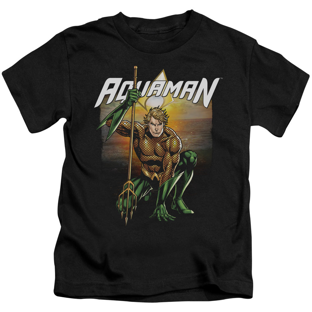 Justice League Beach Sunset Juvenile Kids Youth T Shirt Black Officially Licensed