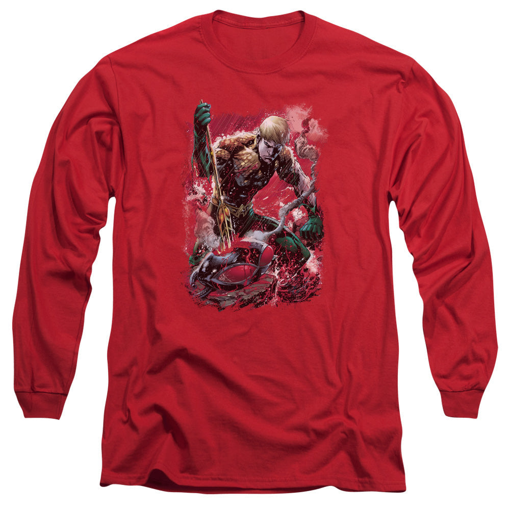 Justice League Finished Mens Long Sleeve Shirt Red Officially Licensed