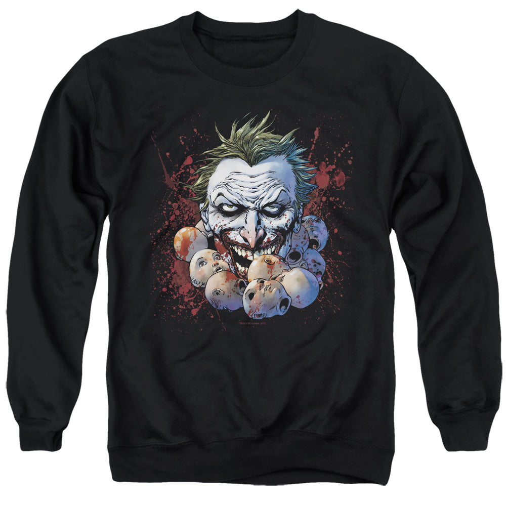 Justice League Doll Heads Mens Crewneck Sweatshirt Black Officially Licensed