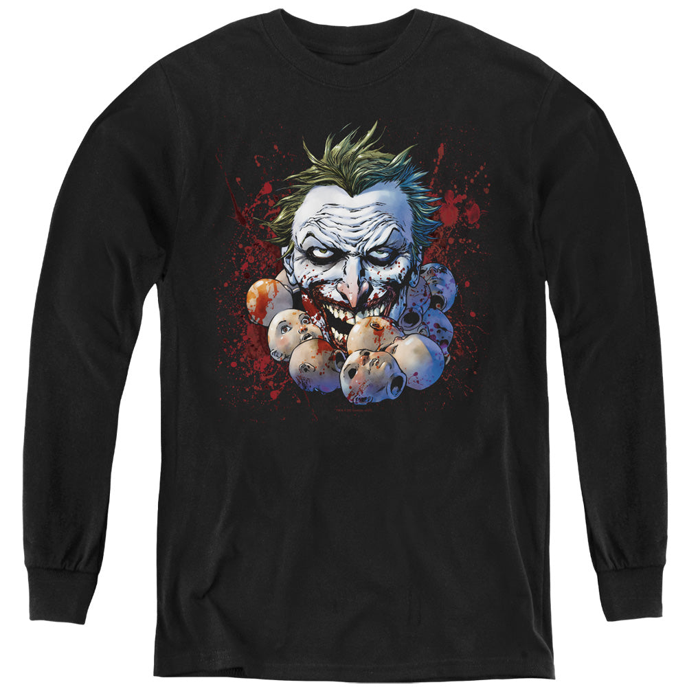 Justice League Doll Heads Youth Long Sleeve Black Officially Licensed