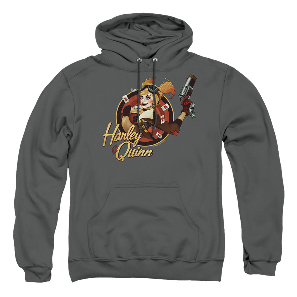 Justice League Of America Harley Bomber Mens Hoodie Charcoal Officially Licensed