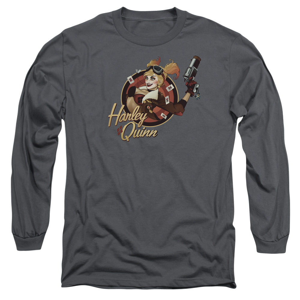 Jla Harley Bomber Mens Long Sleeve Shirt Charcoal Officially Licensed