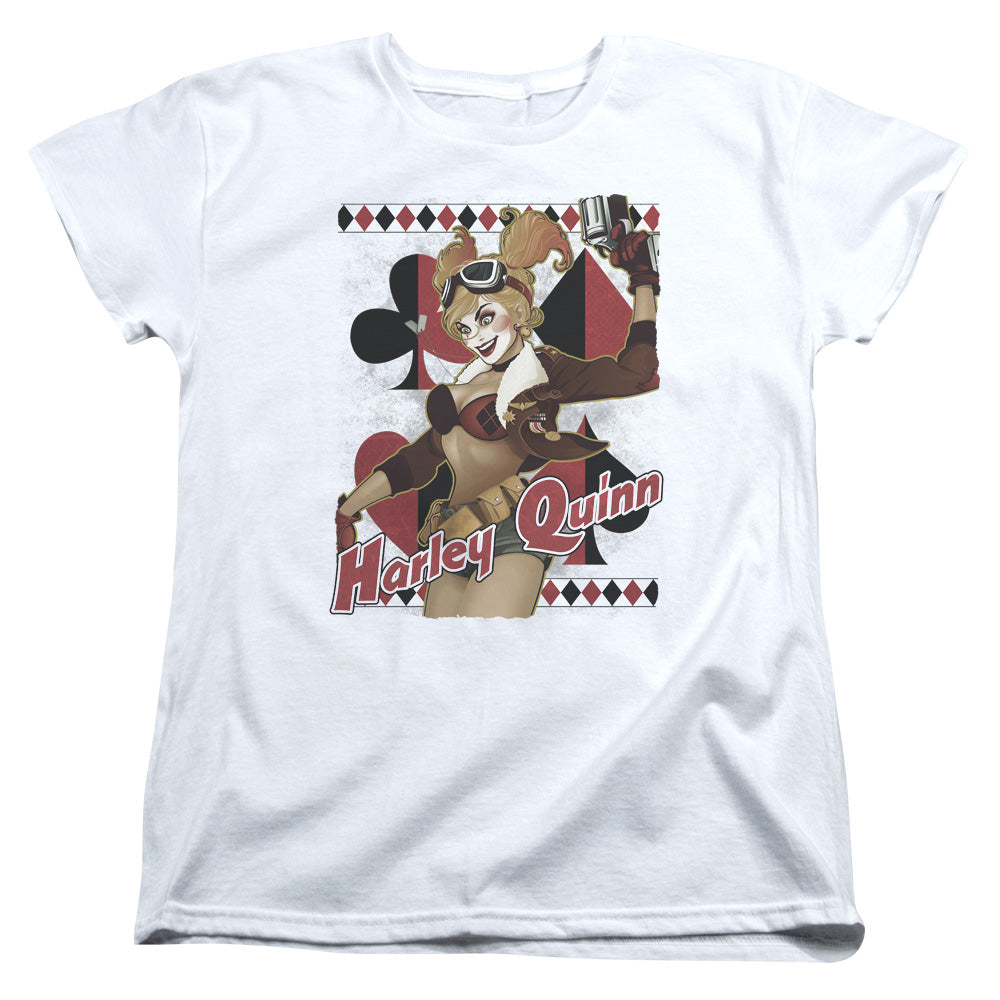 Justice League Harley Bombshetll Womens T Shirt White Officially Licensed