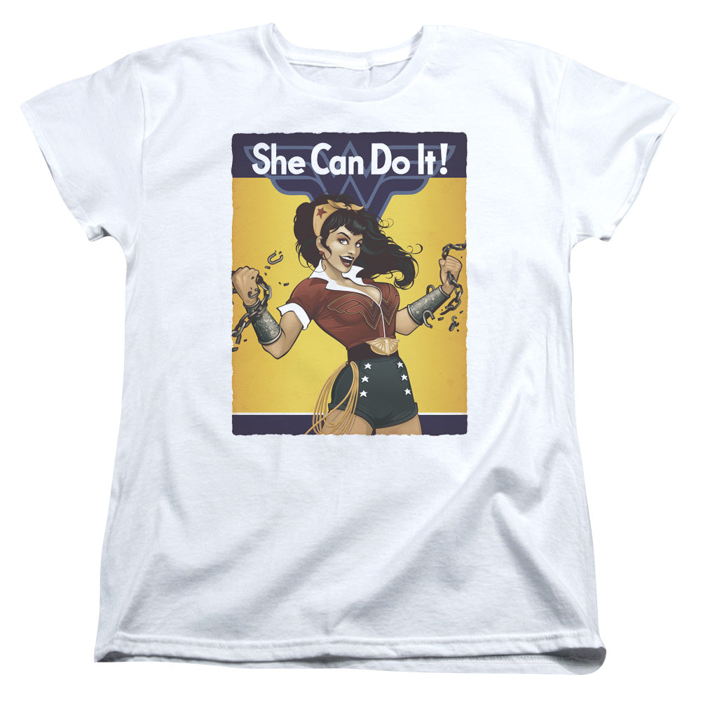 Justice League Wonder Bombshell Womens T Shirt White Officially Licensed
