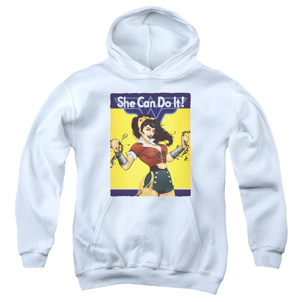 Justice League Wonder Bombshell Kids Youth Hoodie White Officially Licensed