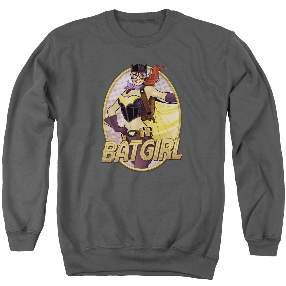 Justice League Of America Batgirl Bombshell Mens Crewneck Sweatshirt Charcoal Officially Licensed