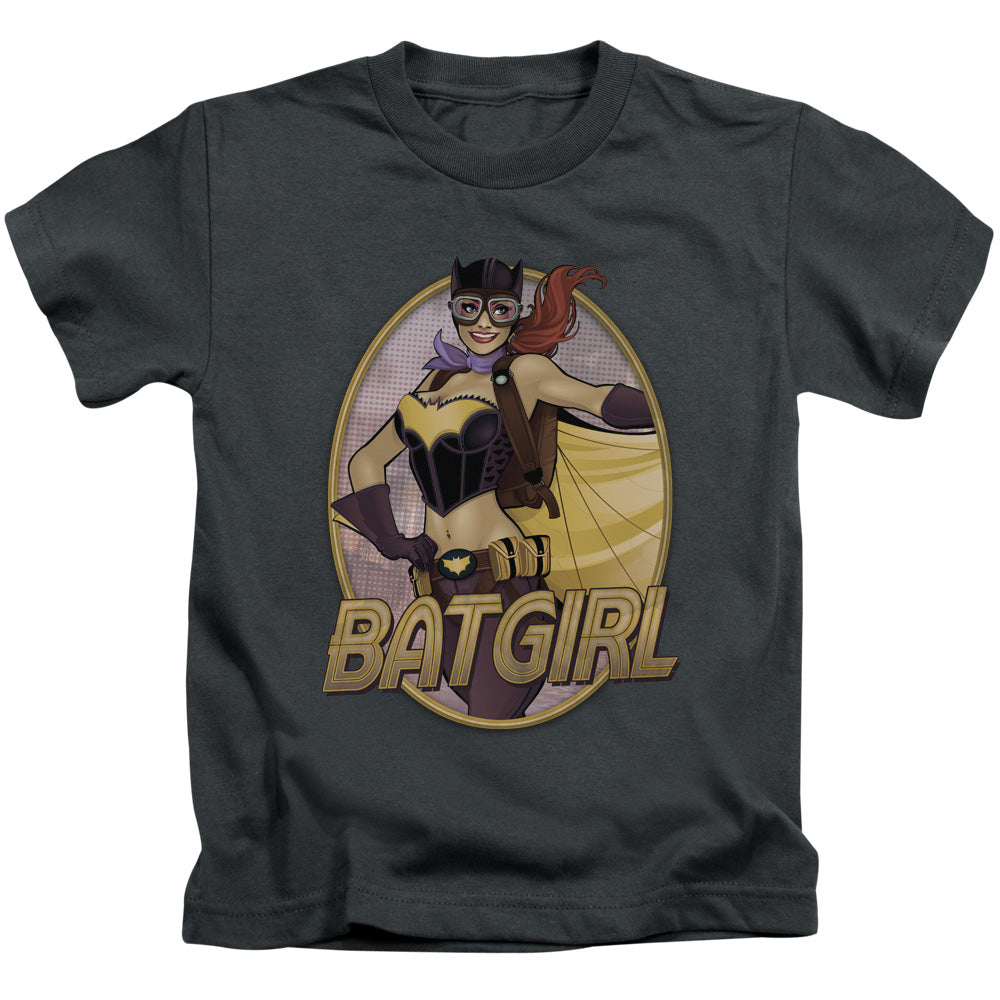 Justice League Batgirl Bombshell Juvenile Kids Youth T Shirt Charcoal Officially Licensed