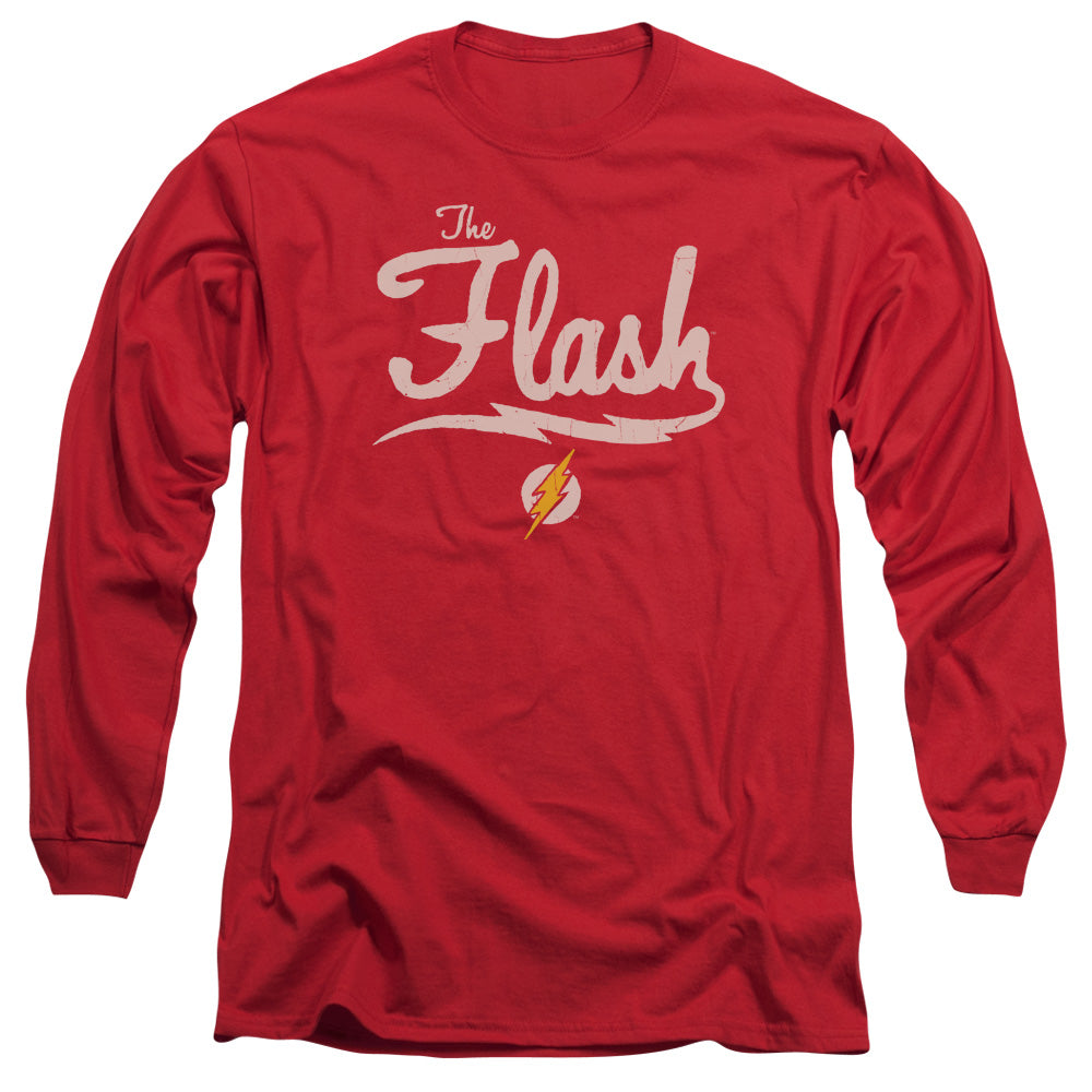 Justice League Old School Flash Mens Long Sleeve Shirt Red Officially Licensed