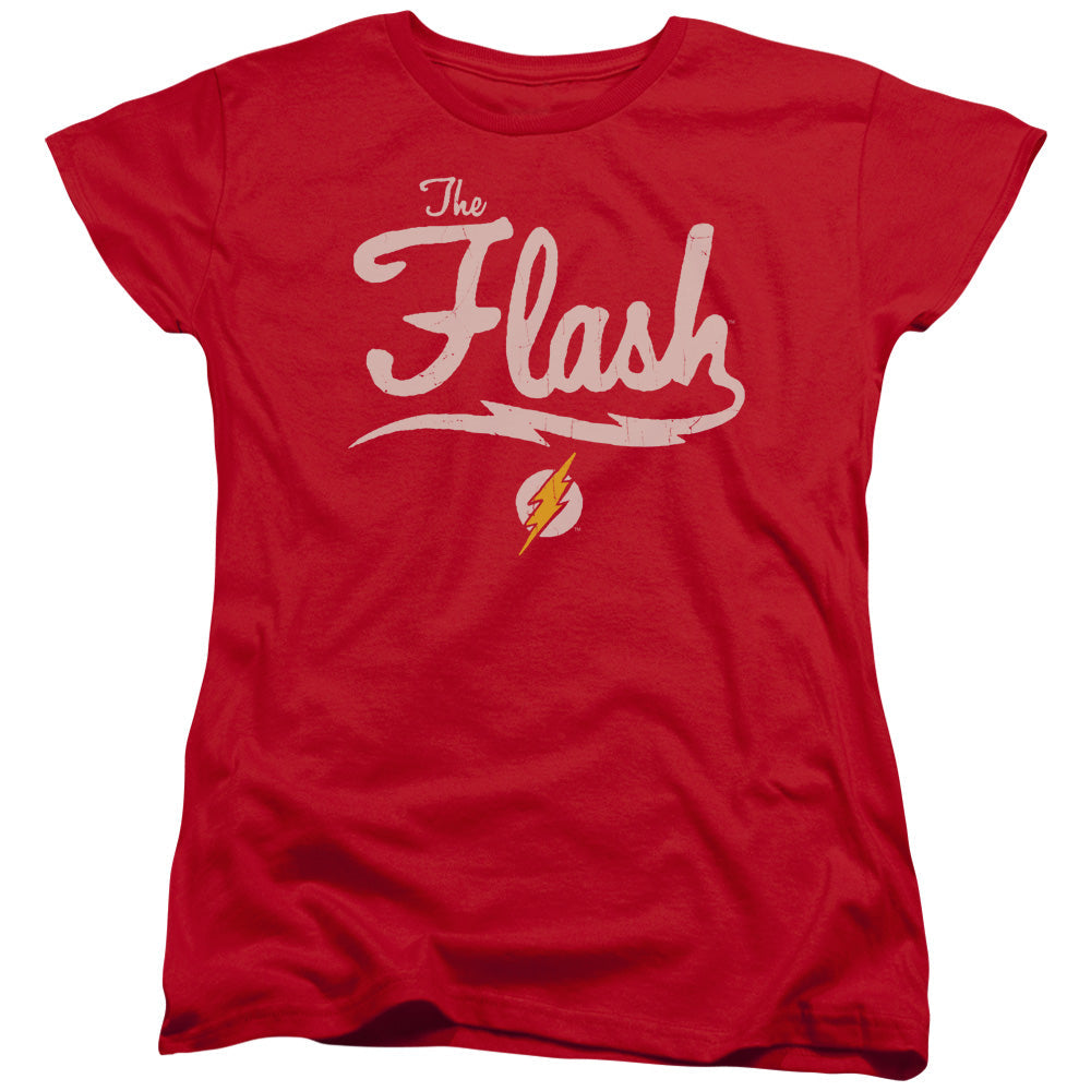 Justice League Old School Flash Womens T Shirt Red Officially Licensed