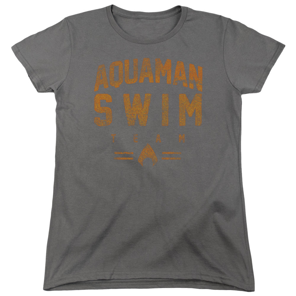Justice League Swin Team Womens T Shirt Charcoal Officially Licensed