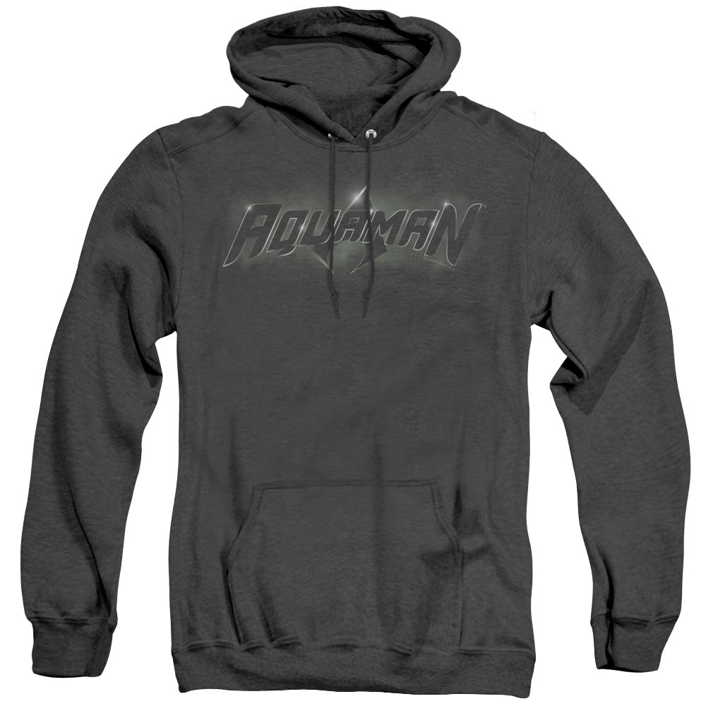 Justice League Aquaman Title Heather Mens Hoodie Black Officially Licensed