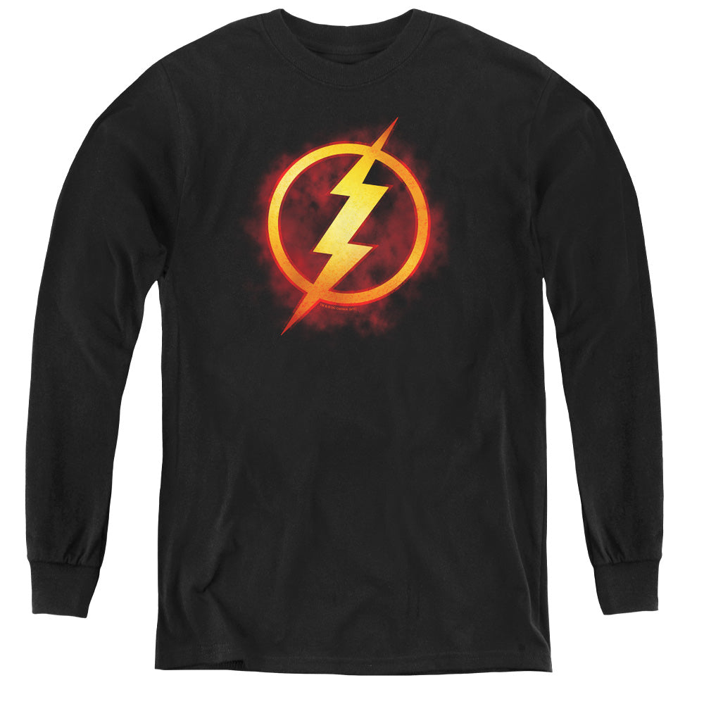 Justice League Flash Title Long Sleeve Kids Youth T Shirt Black Officially Licensed