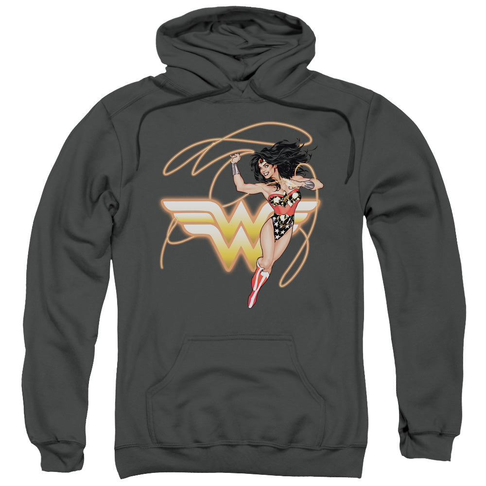 Justice League Glowing Lasso Mens Hoodie Charcoal Officially Licensed