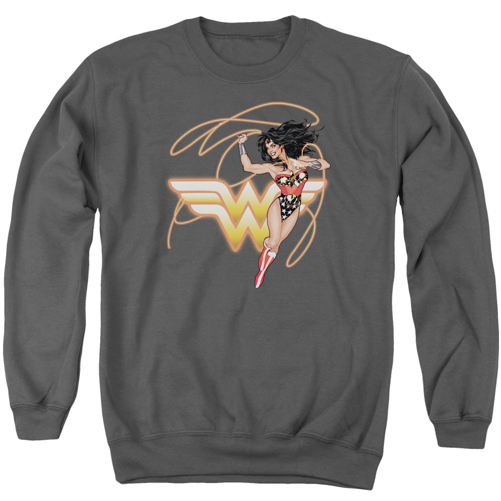Justice League Glowing Lasso Mens Crewneck Sweatshirt Charcoal Officially Licensed