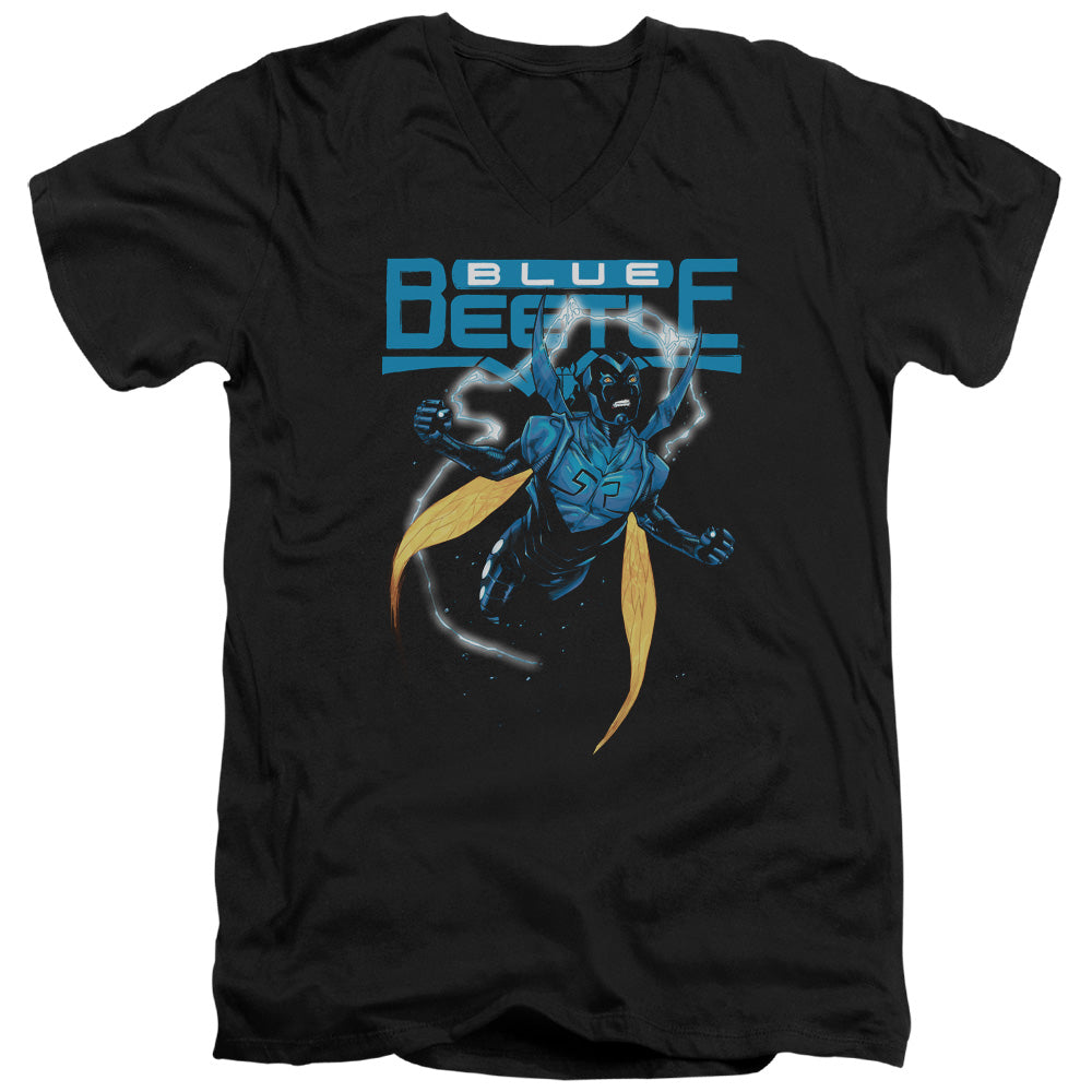 Justice League Blue Beetle Mens Slim Fit V-Neck T Shirt Black Officially Licensed