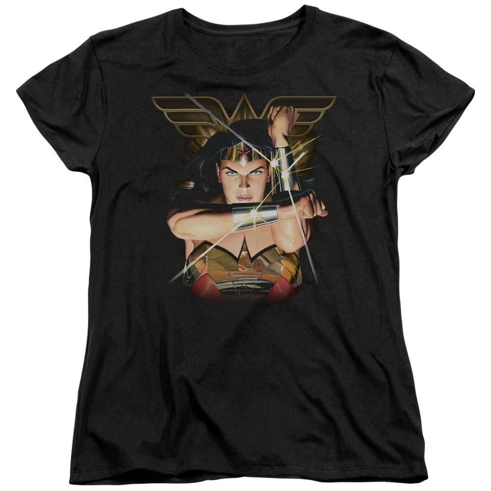 Justice League Deflection Womens T Shirt Black Officially Licensed