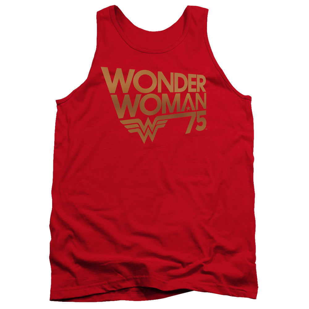 Wonder Woman Wonder Woman 75Th Anniversary Gold Logo Mens Tank Top Shirt Red Officially Licensed