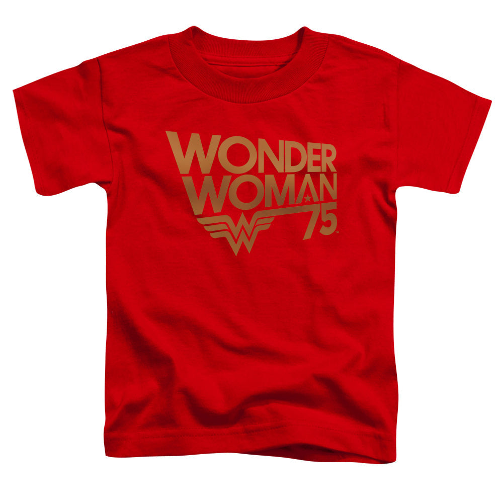 Wonder Woman Wonder Woman 75th Anniversary Gold Logo Toddler Kids Youth T Shirt Red Officially Licensed