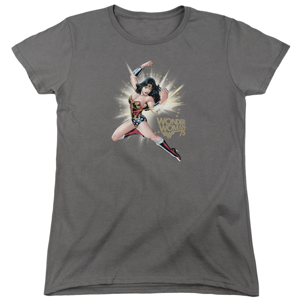 Wonder Woman Ww75 the Bracelets of Submission Womens T Shirt Charcoal Officially Licensed