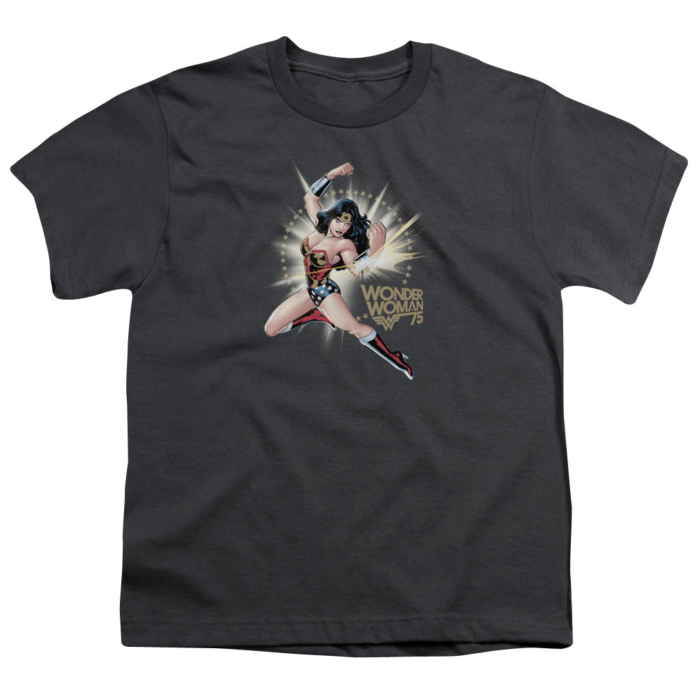 Wonder Woman Ww75 the Bracelets of Submission Kids Youth T Shirt Charcoal Officially Licensed