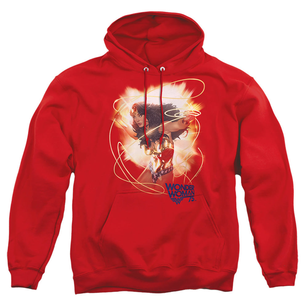 Wonder Woman 75Th Burst Mens Hoodie Red Officially Licensed