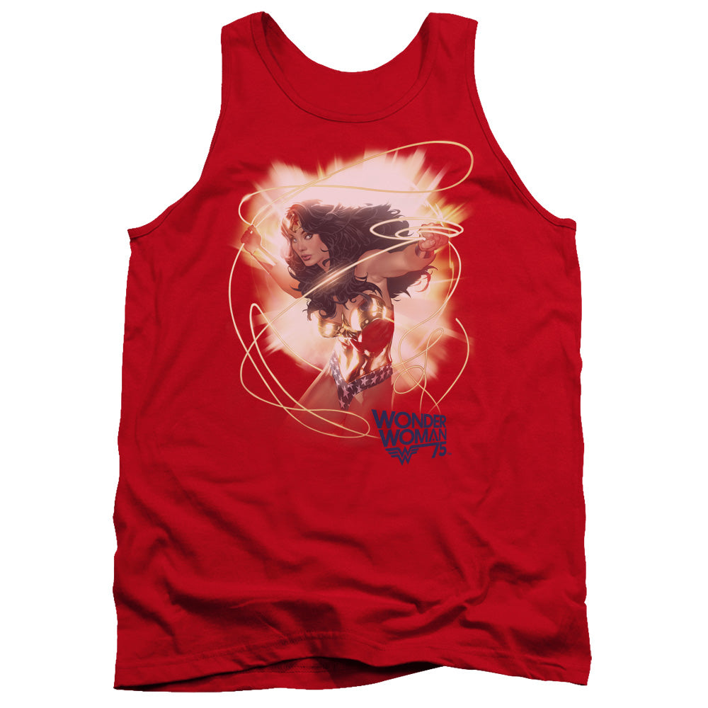 Wonder Woman 75Th Burst Mens Tank Top Shirt Red Officially Licensed