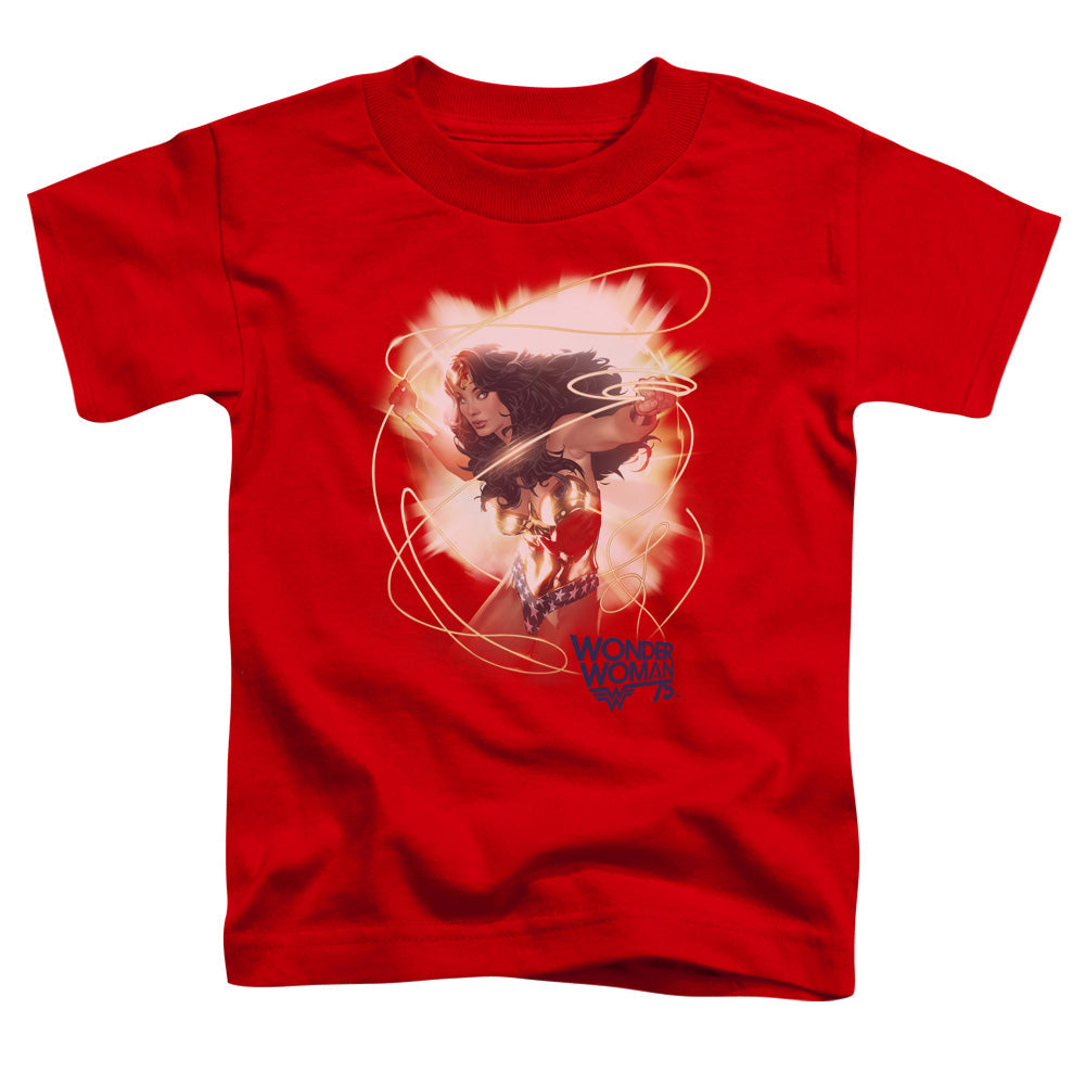 Wonder Woman 75th Burst Toddler Kids Youth T Shirt Red Officially Licensed