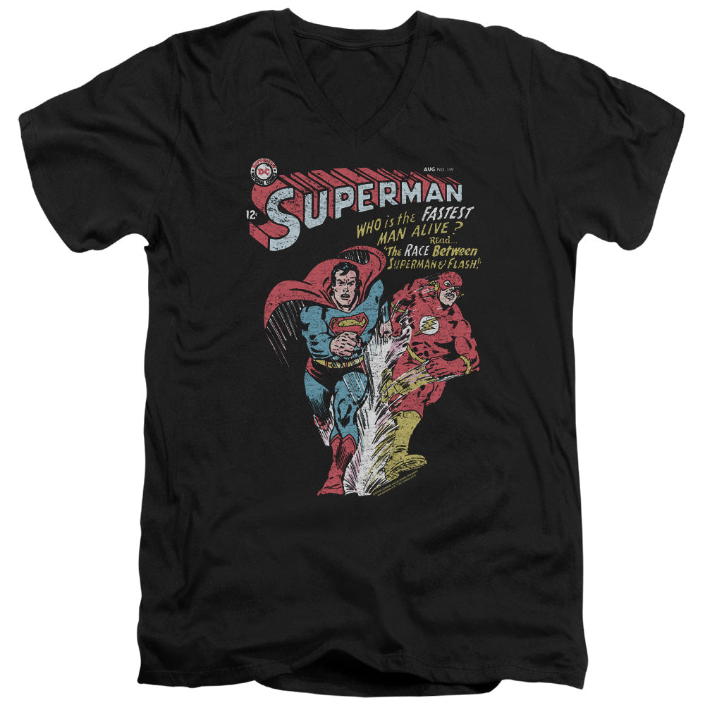 Justice League Fastest Mens Slim Fit V-Neck T Shirt Black Officially Licensed