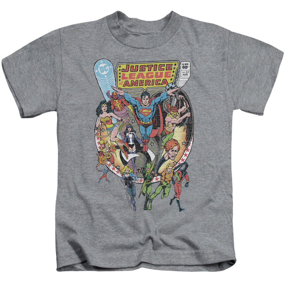 Justice League Team Up Juvenile Kids Youth T Shirt Athletic Heather Officially Licensed