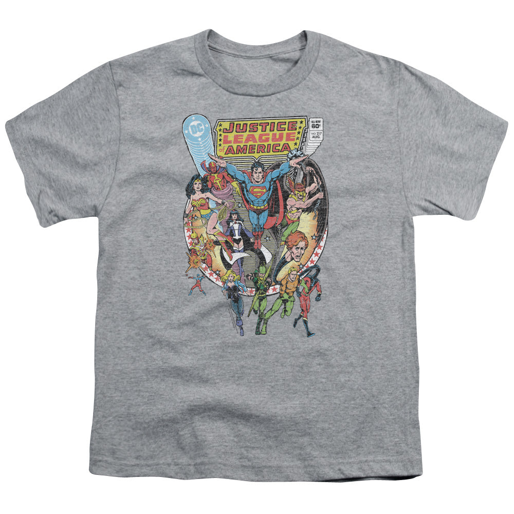 Justice League Team Up Kids Youth T Shirt Athletic Heather Officially Licensed