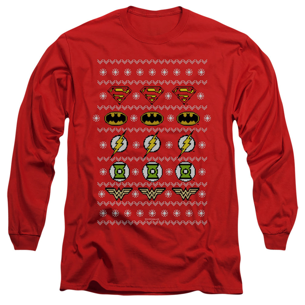 Jla Justice Shields Christmas Sweater
Mens Long Sleeve Shirt Red Officially Licensed