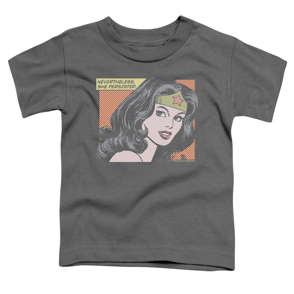 Wonder Woman She Persisted Toddler Kids Youth T Shirt Charcoal Officially Licensed